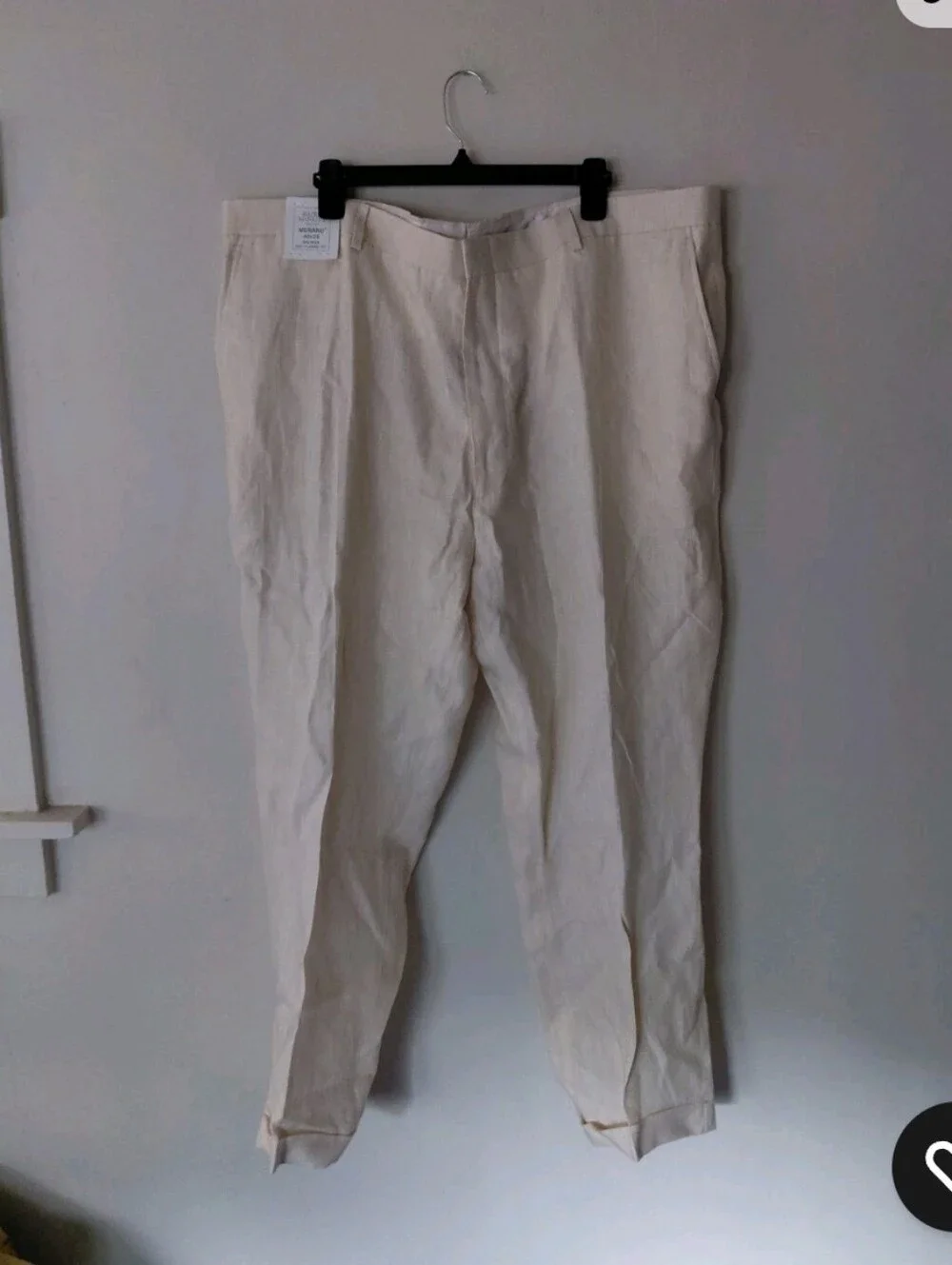 Nwt Baird McNutt 100% Linen Mens Pants 46x29 Zac Classic Fit Flat Front Cream